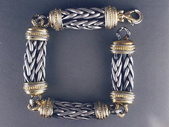 man's sterling and gold yurmanish bracelet