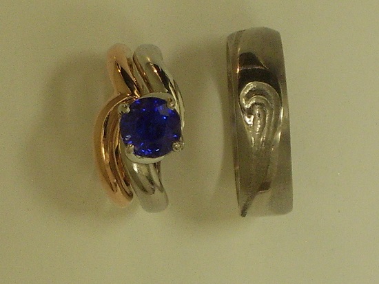 Platinum Rose Gold & Sapphire Ring