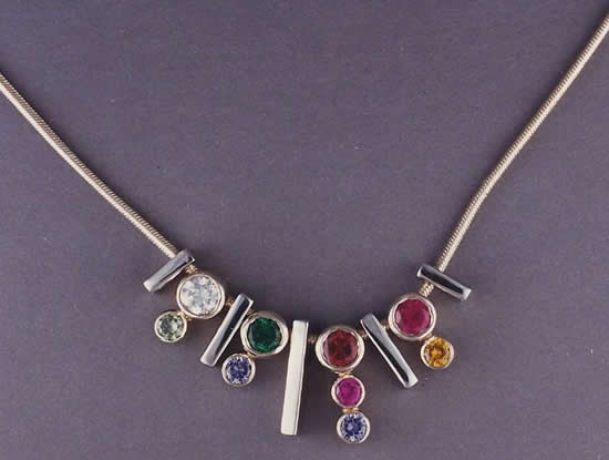 Mother's Necklace With Diamonds & Gemstones