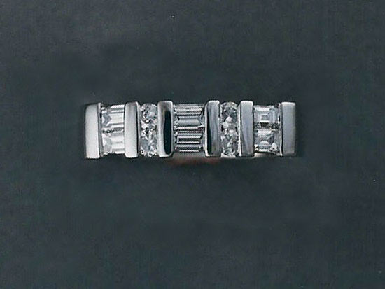 Baguettes & Round Diamond Wedding Band